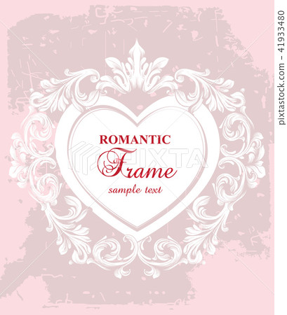Vintage baroque frame heart shape card Vector Vintage baroque frame heart shape card Vector 41933480