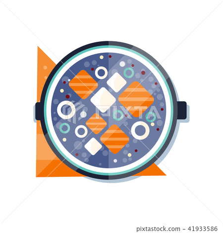 Bowl of soup with salmon and cheese, traditional dish of Japanese cuisine vector Illustration on a Bowl of soup with salmon and cheese, traditional dish of Japanese cuisine vector Illustration on a 41933586
