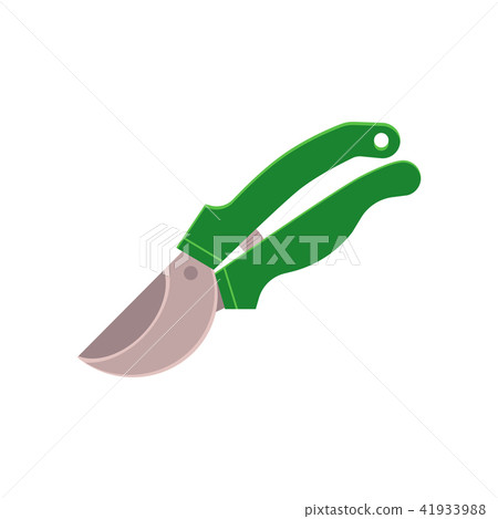 Hand secateurs - green gardening and farming tool for pruning flowers or branches of trees. Hand secateurs - green gardening and farming tool for pruning flowers or branches of trees. 41933988