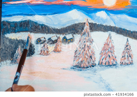the artist paints with oil 41934166