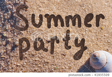 Summer party hand drawn on a sand Summer party hand drawn on a sand 41935509