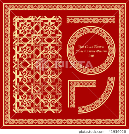 Vintage Chinese Frame Background Pattern Set 41936026