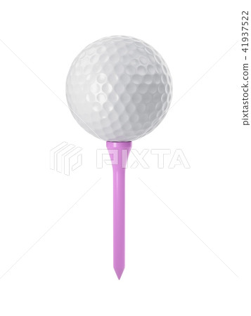 3D rendering golf ball on pink tee isolated 3D rendering golf ball on pink tee isolated 41937522