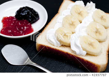Banana toast with jam Banana toast with jam 41937787