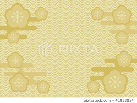 Plum and Qinghai wave illustration Traditional pattern background 41938854