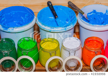 colorful of paint in tee shirt factory 41938998