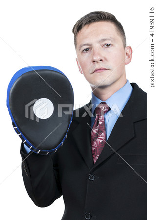 Businessman with boxing paw 41939116