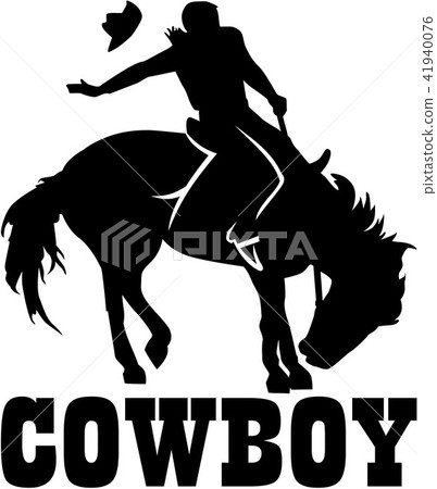 Cowboy rodeo on a horse with cowboy word 41940076