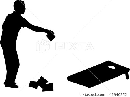 Man playing Cornhole game silhouette 41940252