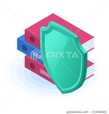The folders with documents hide behind a shield - Stock Illustration ...