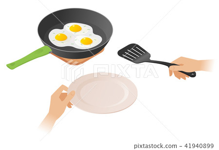 The frying pan with scrambled eggs 41940899