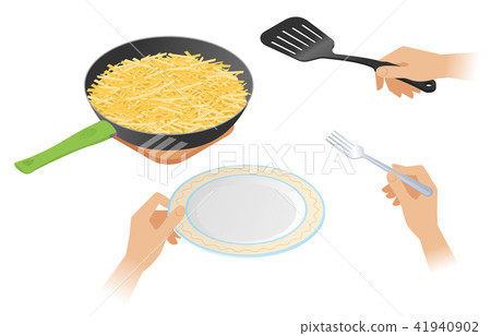 The frying pan with french fried crispy potato 41940902