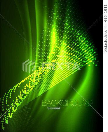 Smooth light effect, straight lines on glowing shiny neon dark background. Energy technology idea 41941911