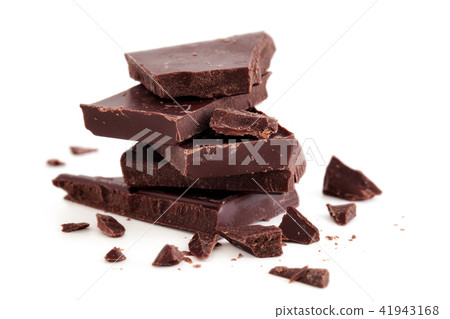 Dark chocolate on white. 41943168