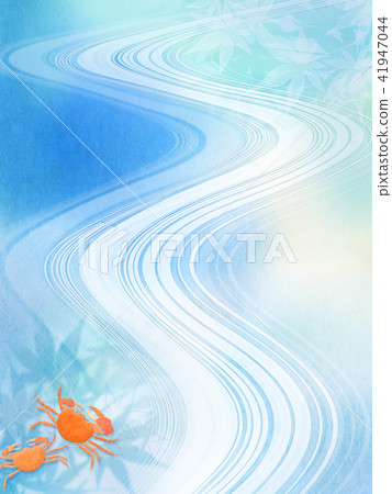 Japanese style - Background - Washi - Autumn leaves - Blue - Sawa crab 41947044