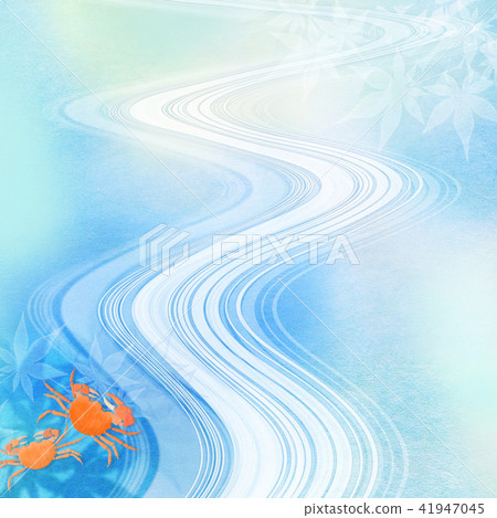 日本風格 - 背景 -  Washi  - 秋葉 - 藍色 -  Sawa螃蟹 41947045