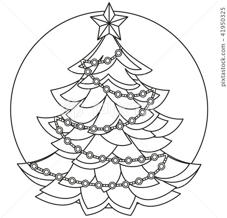 Line art black and white christmas tree 41950325