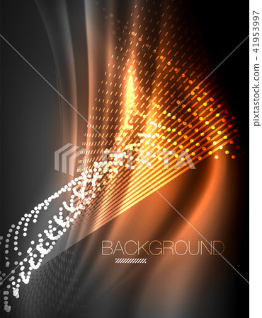 Smooth light effect, straight lines on glowing shiny neon dark background. Energy technology idea Smooth light effect, straight lines on glowing shiny neon dark background. Energy technology idea 41953997