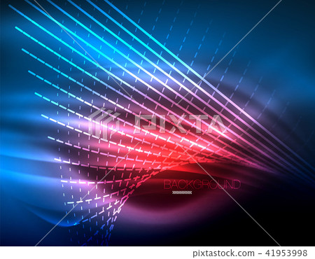 Smooth light effect, straight lines on glowing shiny neon dark background. Energy technology idea Smooth light effect, straight lines on glowing shiny neon dark background. Energy technology idea 41953998