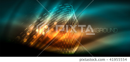 Neon glowing wave, magic energy and light motion background. Wallpaper template, hi-tech future Neon glowing wave, magic energy and light motion background. Wallpaper template, hi-tech future 41955554