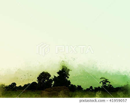 tree and field landscape on watercolor painting 41959057