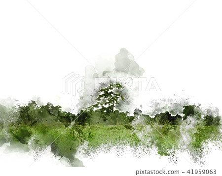tree and field landscape on watercolor painting tree and field landscape on watercolor painting 41959063