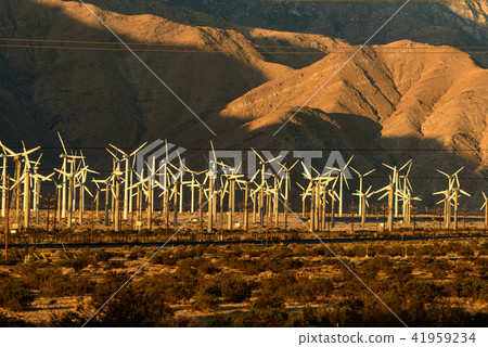 California shining in the morning glow Windmill group of wind power generation near Palm Springs 41959234