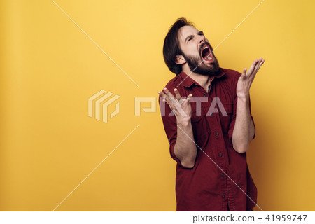 Portrait of Screaming Frustrated Angry Man Portrait of Screaming Frustrated Angry Man 41959747