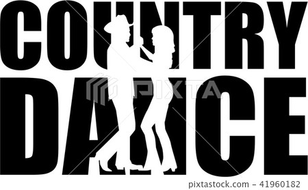 Country dance word with cutout silhouette 41960182