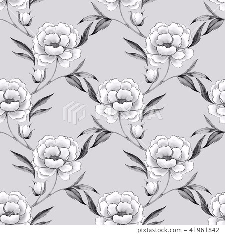 Seamless pattern with hand drawn white flowers 5 - Stock Illustration ...