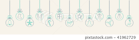 Christmas decoration with hanging baubles. Vector. 41962729