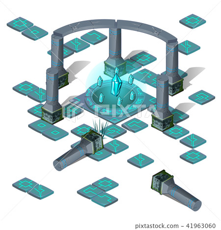 Set of magical artifacts with runes isolated on white background. Vector cartoon close-up 41963060