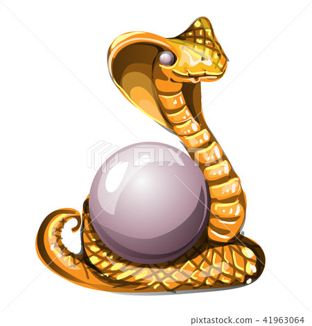 Statuette in the form of a golden cobra guarding the pearl, isolated on white background. Vector Statuette in the form of a golden cobra guarding the pearl, isolated on white background. Vector 41963064