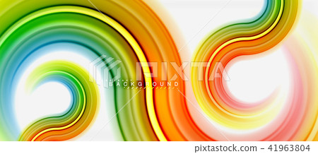 Rainbow fluid color line abstract background - swirl and circles, twisted liquid colours design 41963804