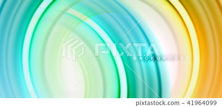 Rainbow fluid color line abstract background - swirl and circles, twisted liquid colours design 41964099