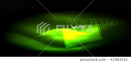 Neon glowing wave, magic energy and light motion background. Wallpaper template, hi-tech future 41964381