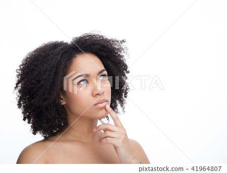 Portrait of a thoughtful young beautiful african teenage, Isolated on white background Portrait of a thoughtful young beautiful african teenage, Isolated on white background 41964807