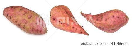 Fresh Raw Sweet Potatoes on White Background 41966664