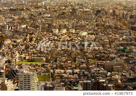 Crowded city residence downtown aerial view Crowded city residence downtown aerial view 41967973