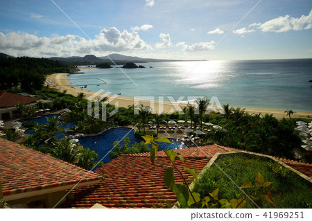 View from northern Okinawa hotel private beach landscape 41969251