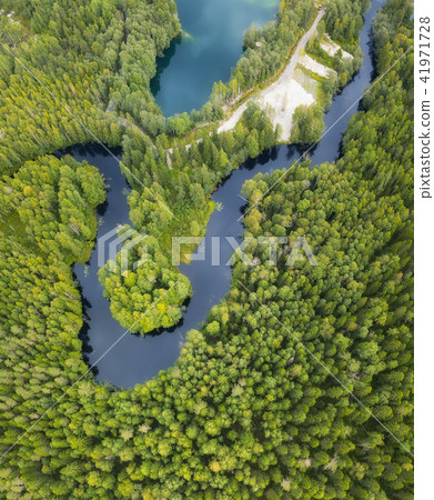 River in the forest. Aerial landscape from drone River in the forest. Aerial landscape from drone 41971728