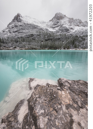 Lake in the mountain valley in the Italy. Lake in the mountain valley in the Italy. 41972203