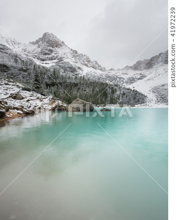 Lake in the mountain valley in the Italy. Lake in the mountain valley in the Italy. 41972239