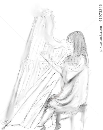 豎琴球員例證 豎琴球員例證 41973246