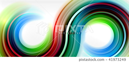 Rainbow fluid color line abstract background - swirl and circles, twisted liquid colours design 41973249