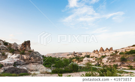 path to Goreme town from mountain valley path to Goreme town from mountain valley 41973857