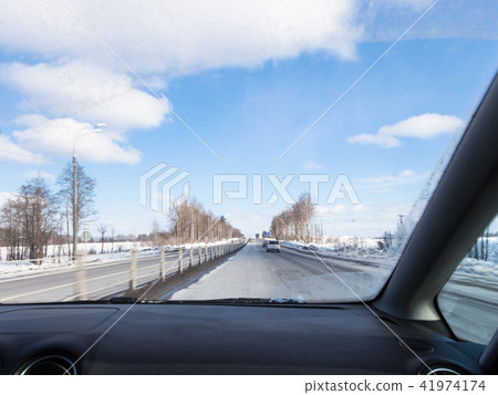 driving along M1 highway in Russia in wither day driving along M1 highway in Russia in wither day 41974174