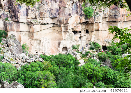 above view of slope with caves in Ihlara Valley 41974611