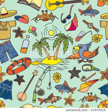 Summer, sea, summer. Illustration on white background. 41974919