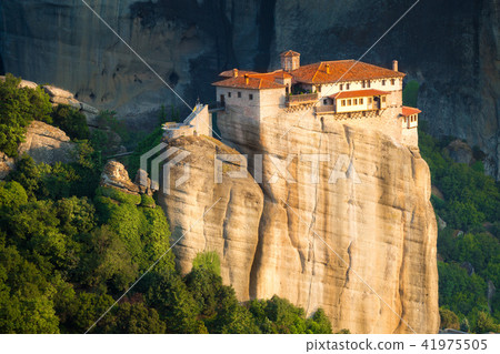 Mountain scenery with Meteora rocks and Monastery Mountain scenery with Meteora rocks and Monastery 41975505